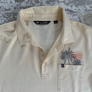 Travis Mathew Yellow Pocket Polo w/ Palm Tree Graphic